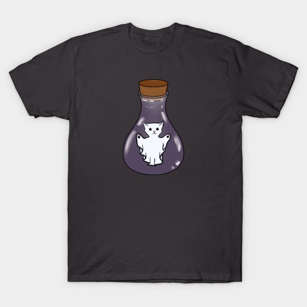 Ghost Cat Spirit In A Witches Jar T-Shirt by SkullFern